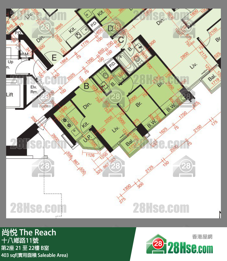 尚悅 第2座21樓 B室 平面圖