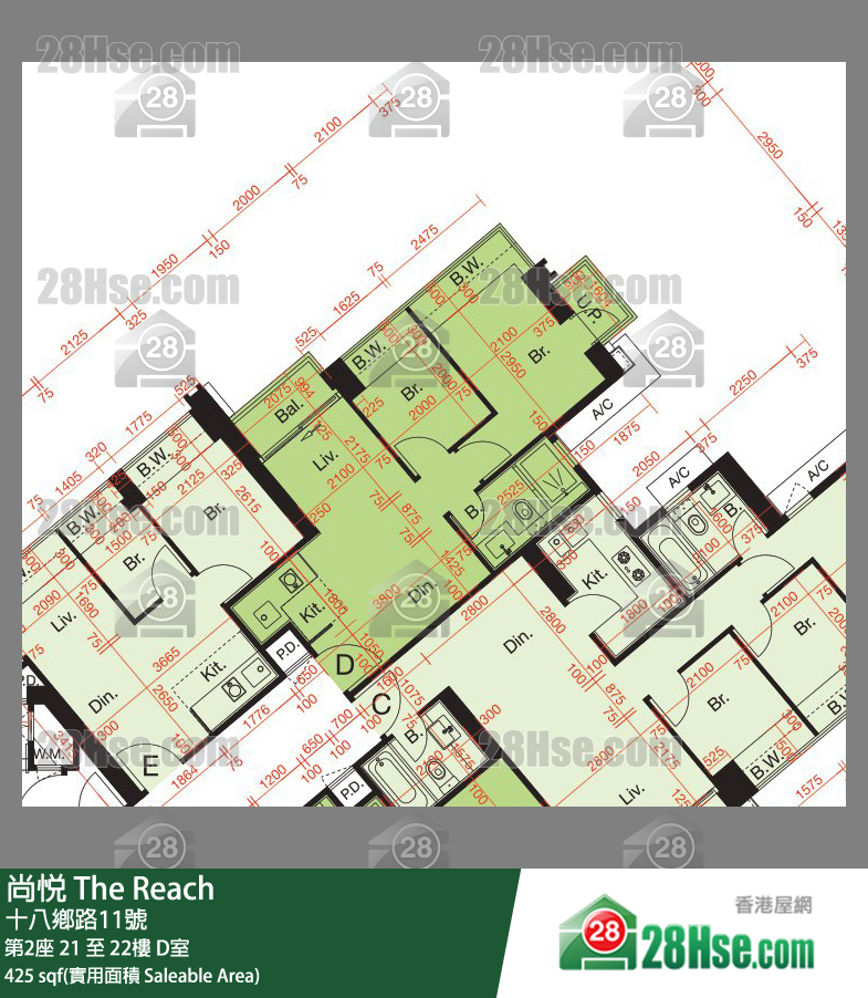 尚悅 第2座 21樓 D室 平面圖