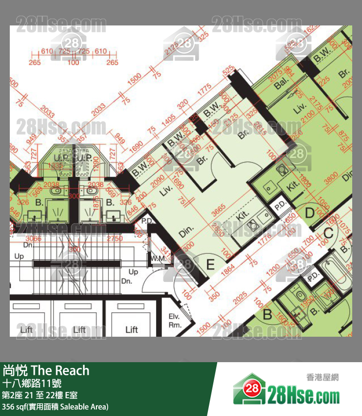 尚悅 第2座 22樓 E室 平面圖