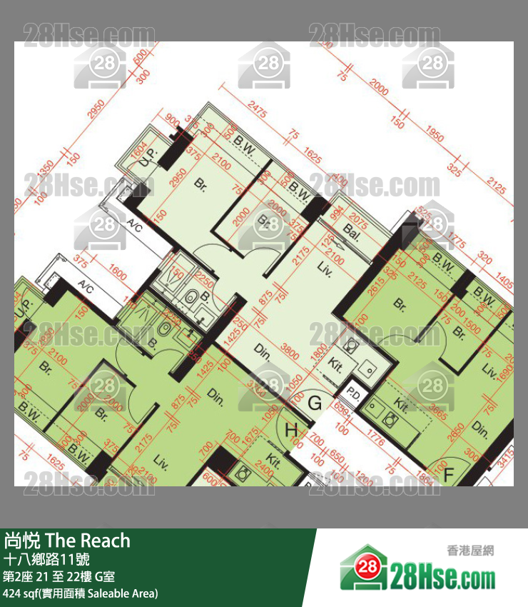 尚悅 第2座 22樓 G室 平面圖