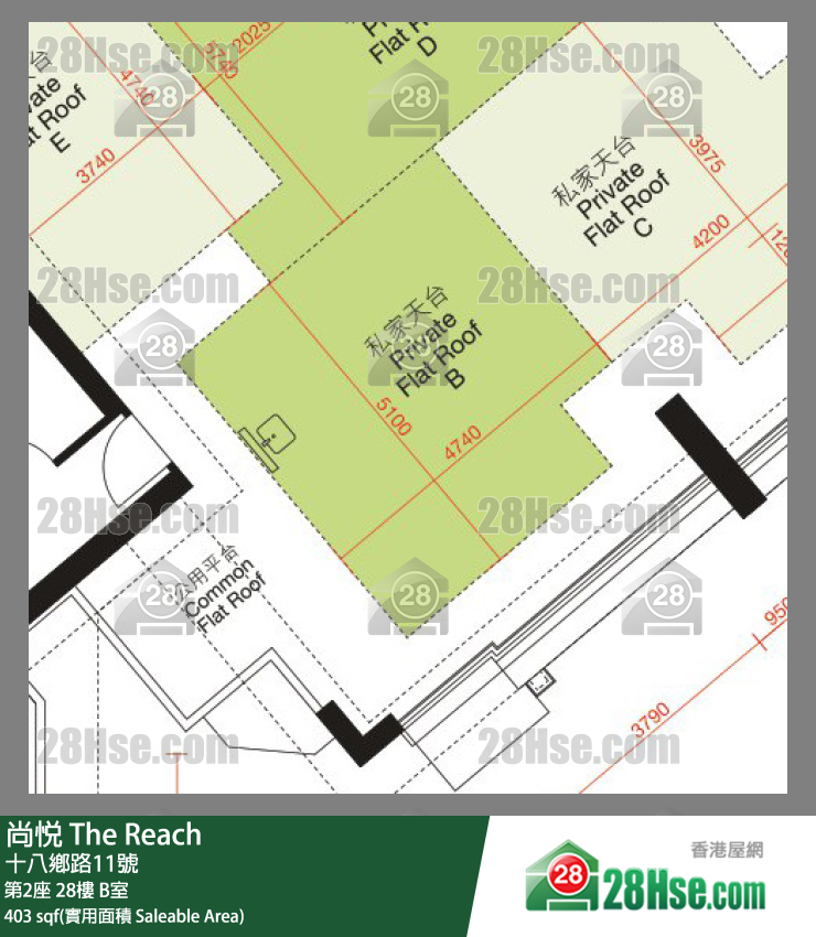 尚悅 第2座 28樓 B室 平面圖