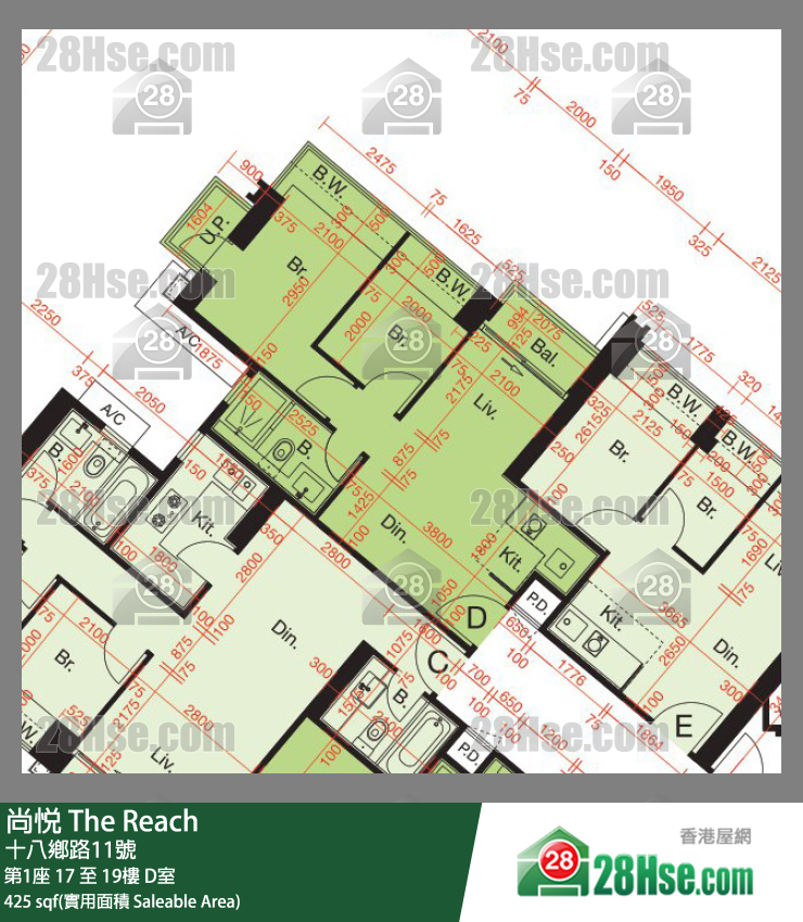 尚悅 第1座 18樓 D室 平面圖