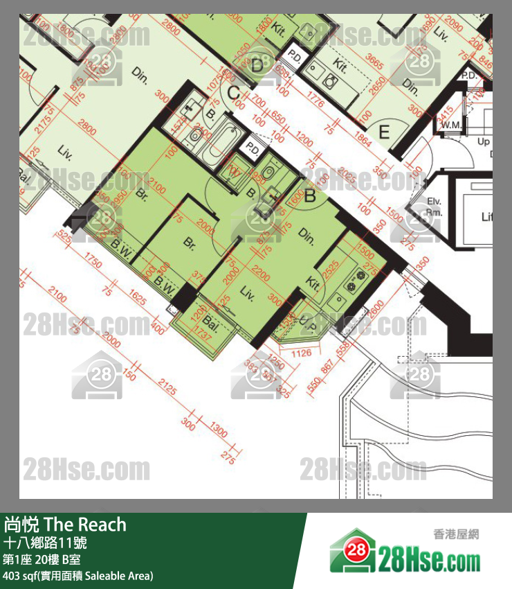 尚悅 第1座20樓 B室 平面圖