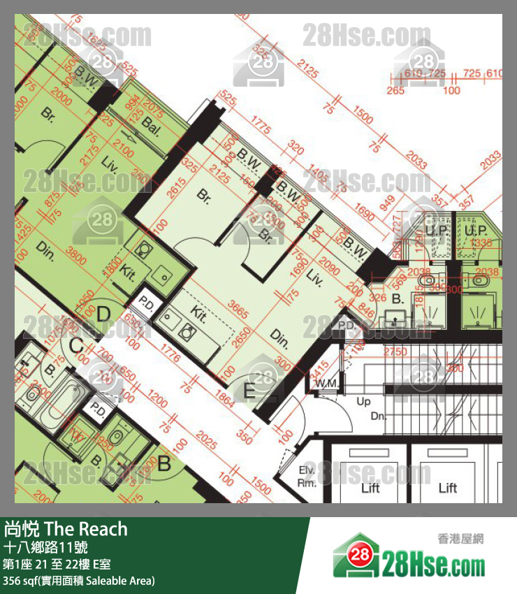 尚悅 第1座 22樓 E室 平面圖