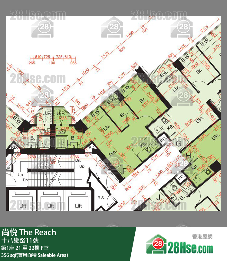 尚悅 第1座22樓 F室 平面圖