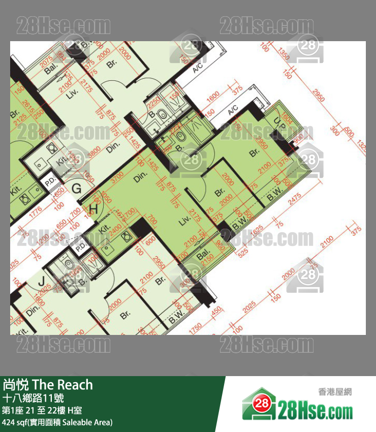 尚悅 第1座 22樓 H室 平面圖