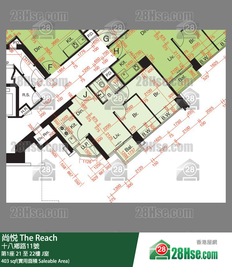 尚悅 第1座22樓 J室 平面圖