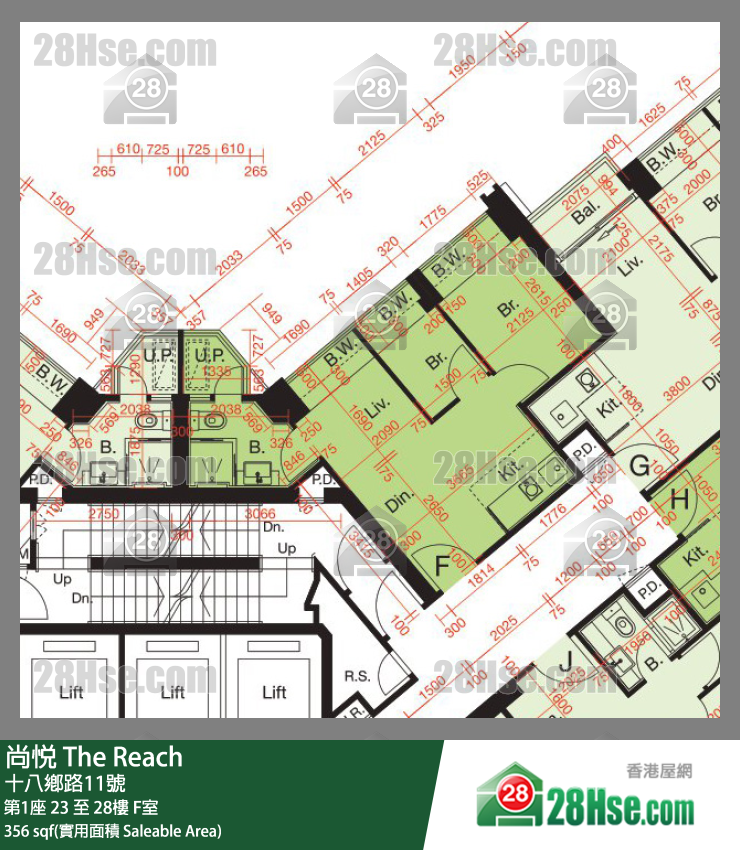 尚悅 第1座 27樓 F室 平面圖