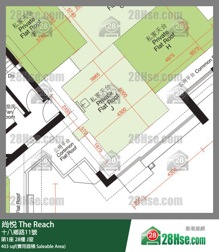 尚悅 第1座 28樓 J室 平面圖