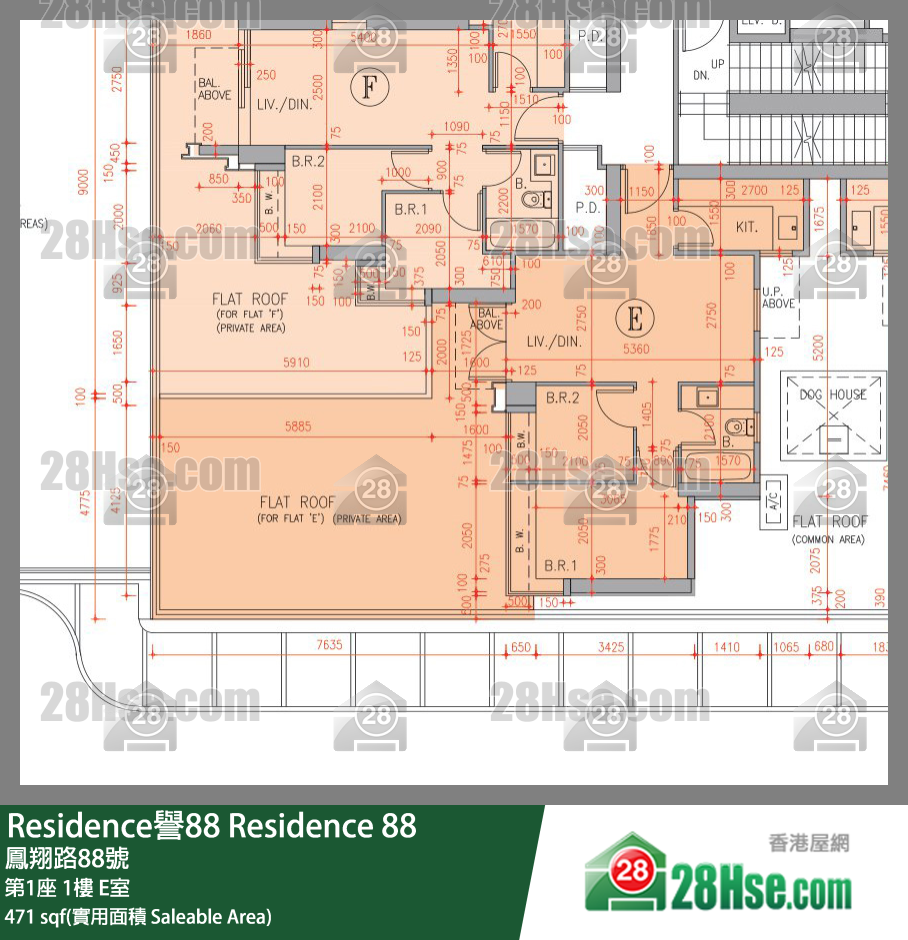 Residence譽88 第1座1樓 E室 平面圖