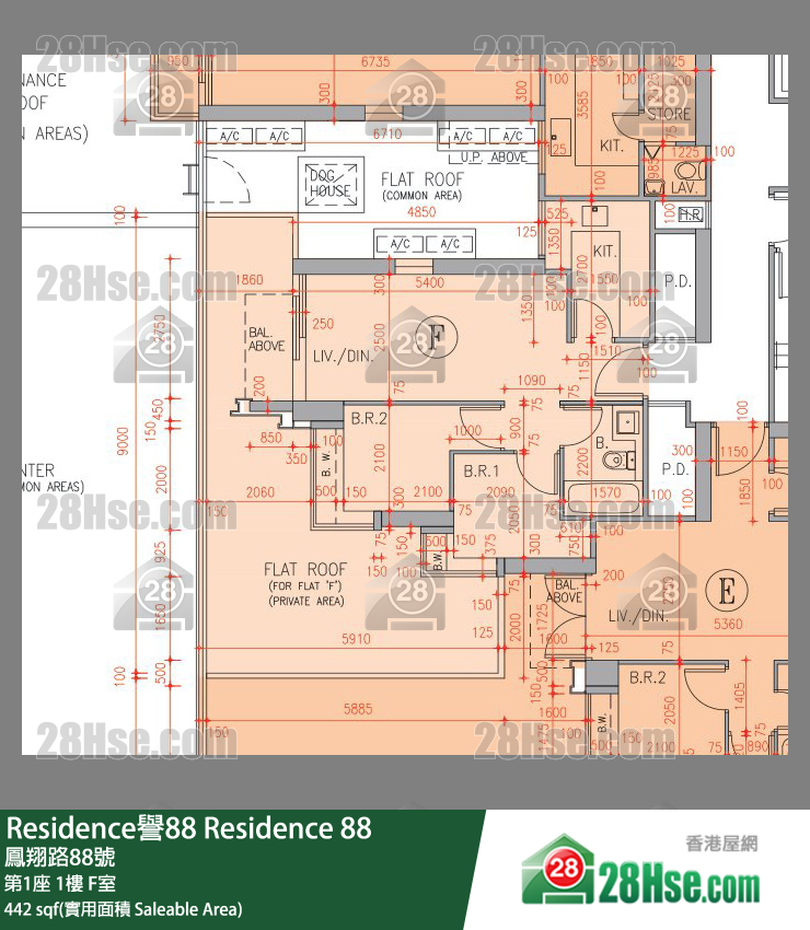 Residence譽88 第1座1樓 F室 平面圖