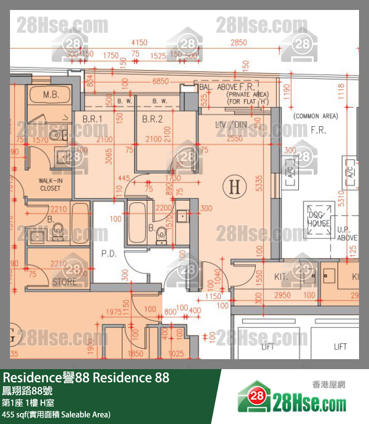 Residence譽88 第1座1樓 H室 平面圖