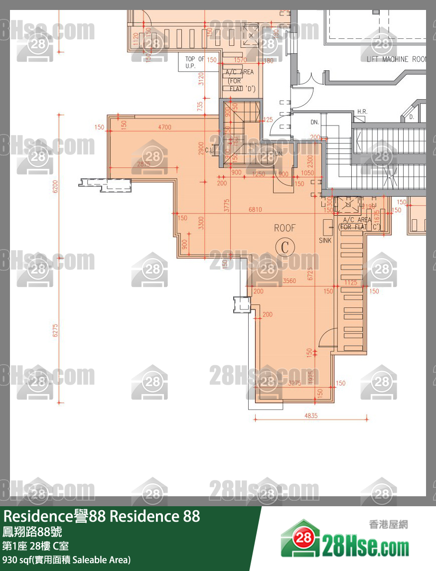 Residence譽88 第1座 28樓 C室 平面圖