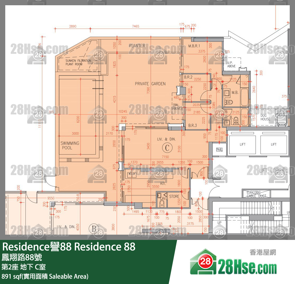 Residence譽88 第2座地下 C室 平面圖