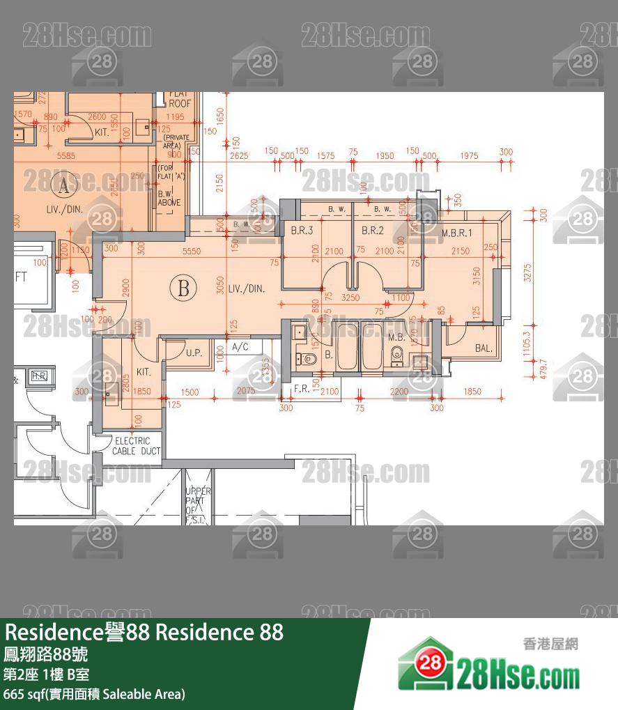 Residence譽88 第2座 1樓 B室 平面圖