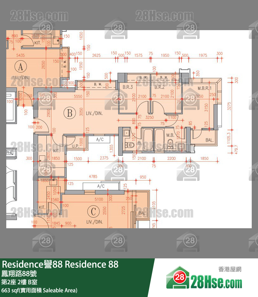 Residence譽88 第2座2樓 B室 平面圖