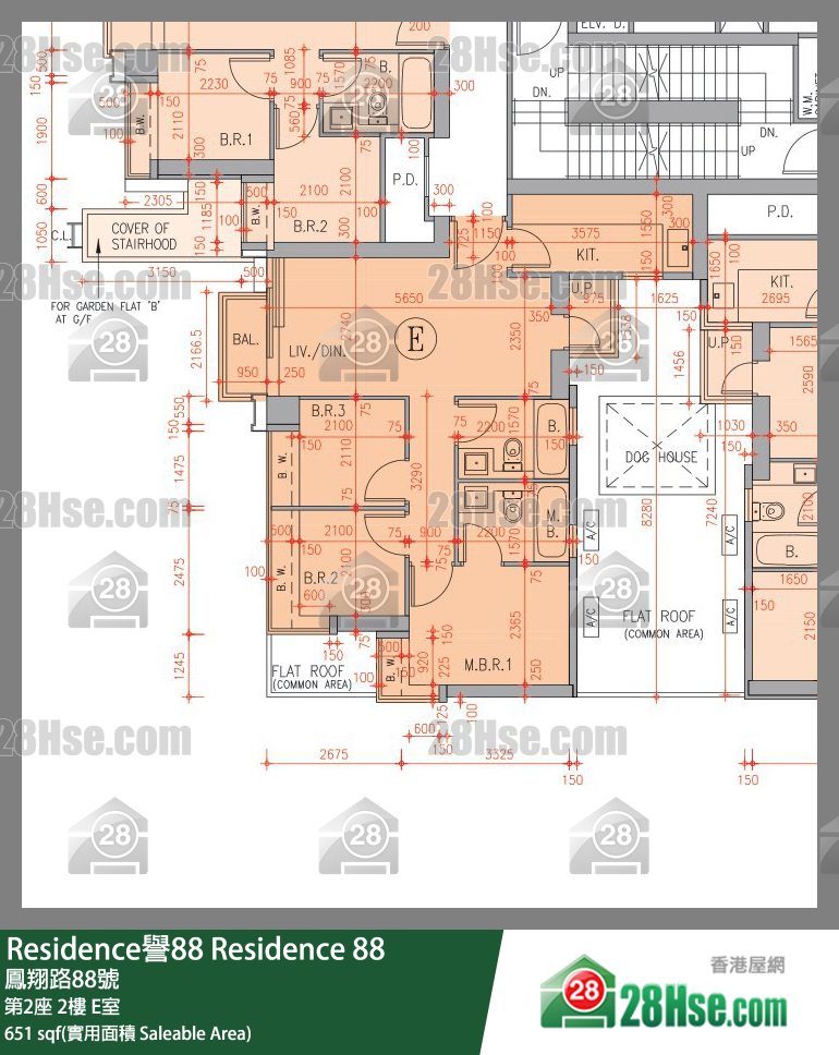 Residence譽88 第2座 2樓 E室 平面圖