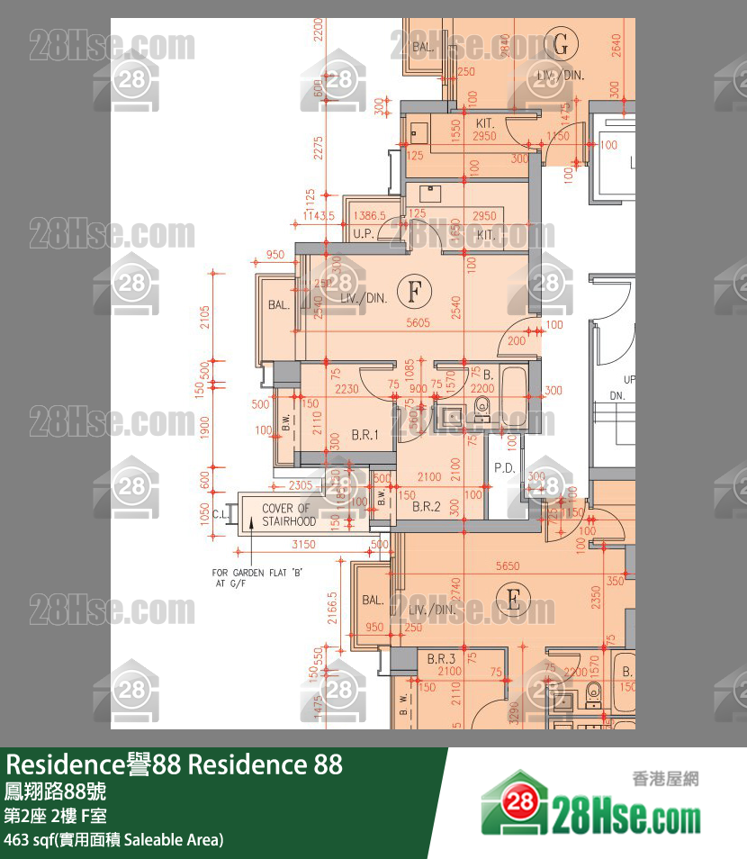 Residence88, Flat F, 2/F, Tower 2 FloorPlan