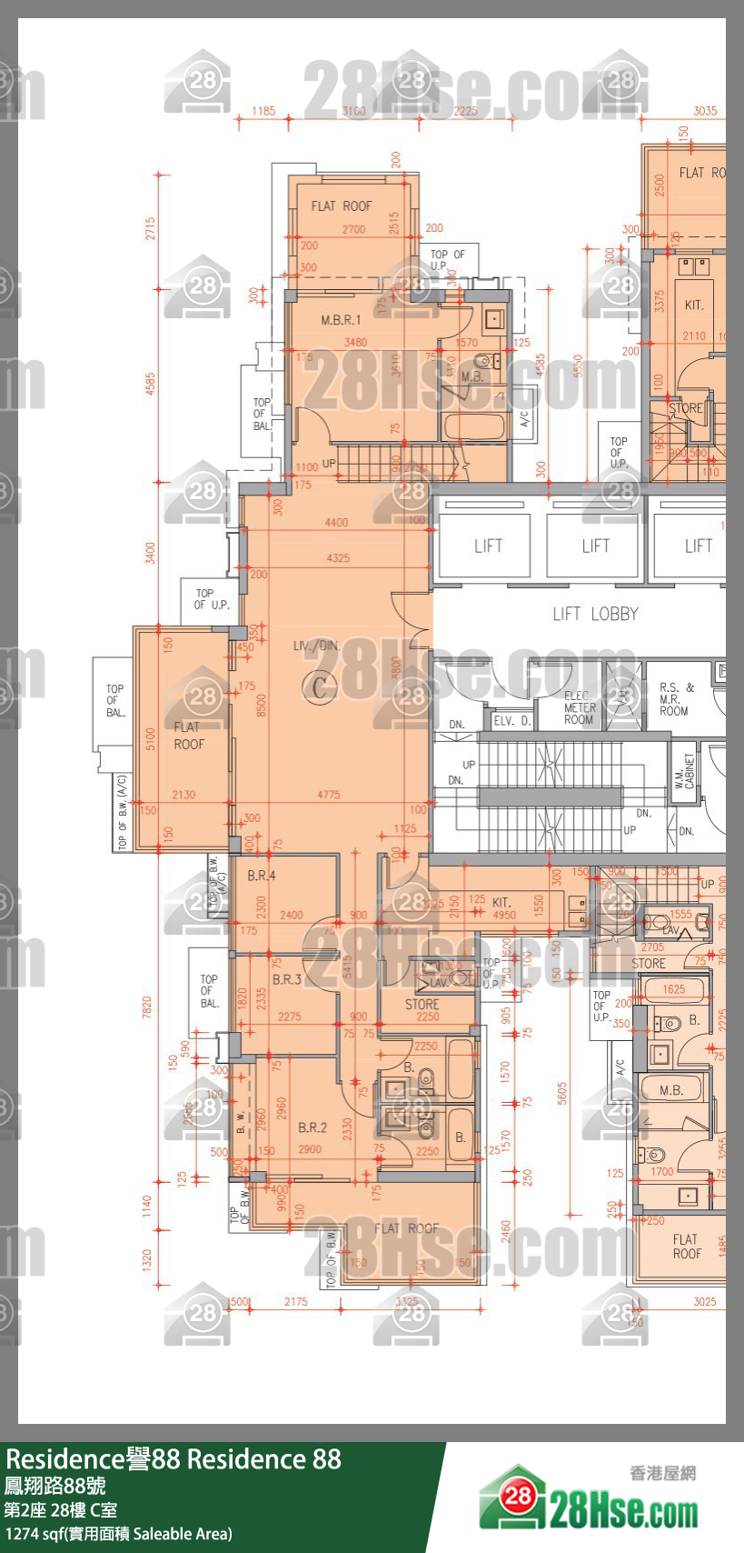Residence譽88 第2座28樓 C室 平面圖