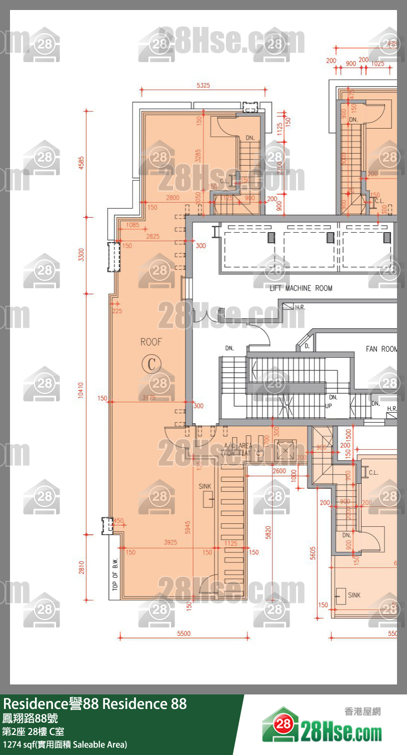 Residence譽88 第2座28樓 C室 平面圖