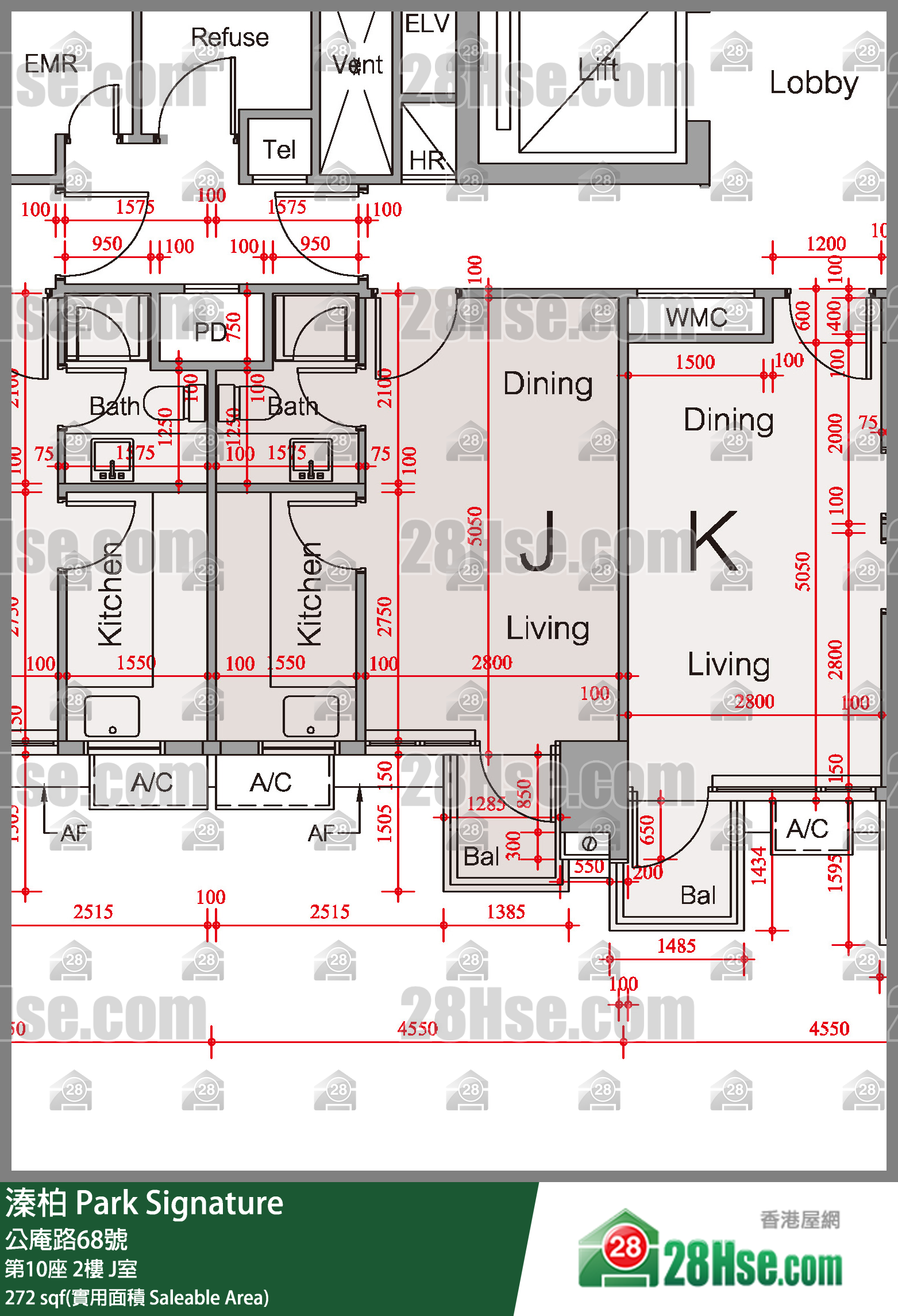 溱柏 第10座2樓 J室 平面圖