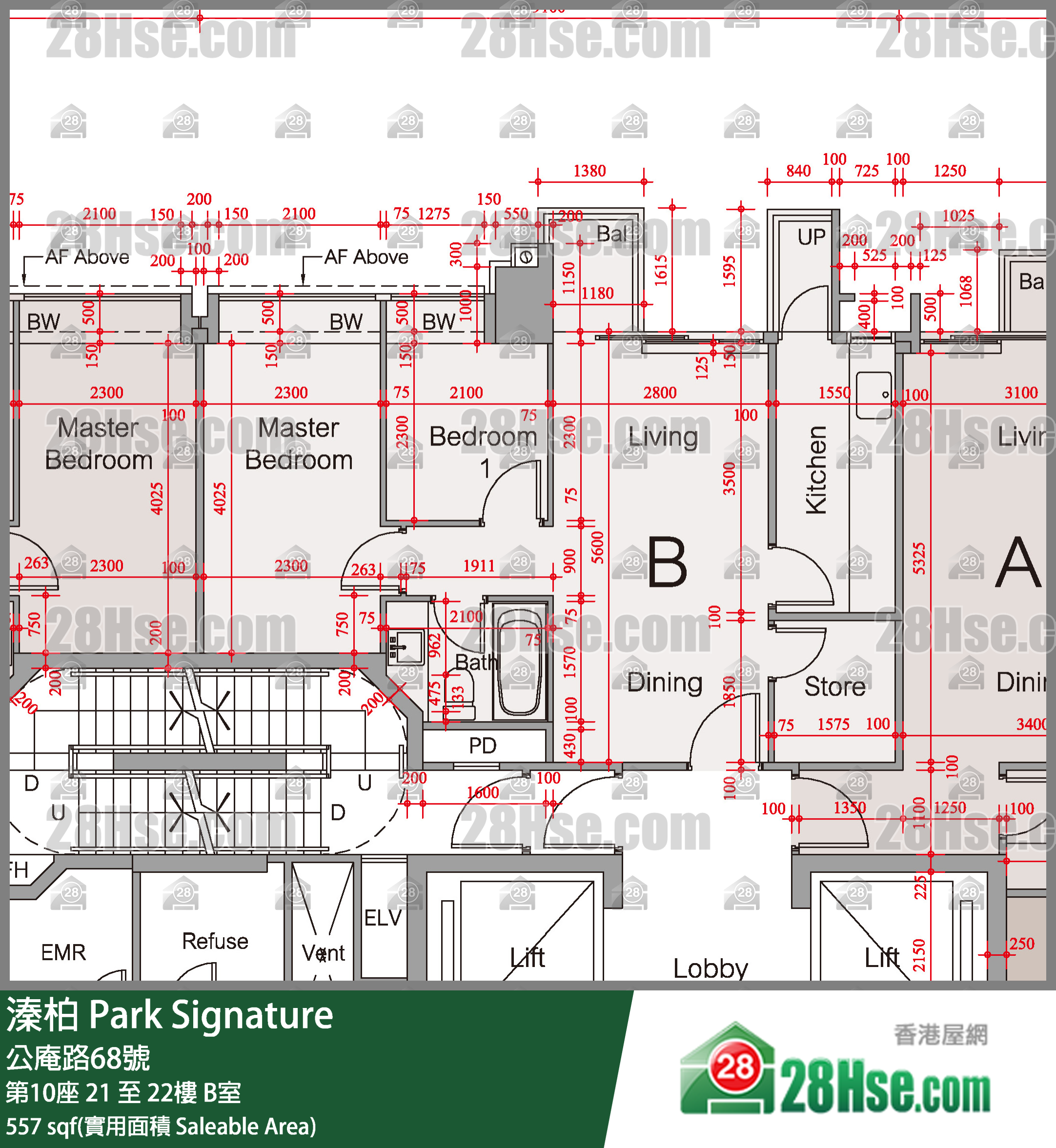 溱柏 第10座21樓 B室 平面圖