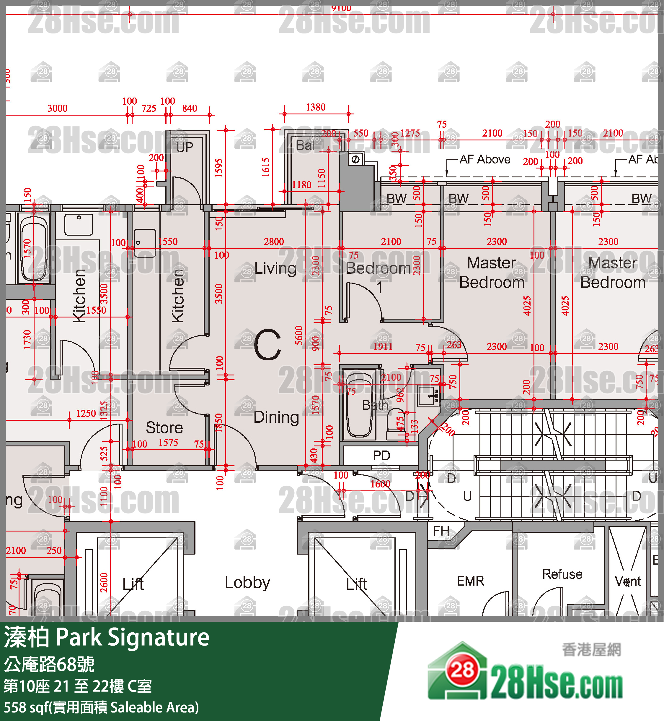 溱柏 第10座22樓 C室 平面圖
