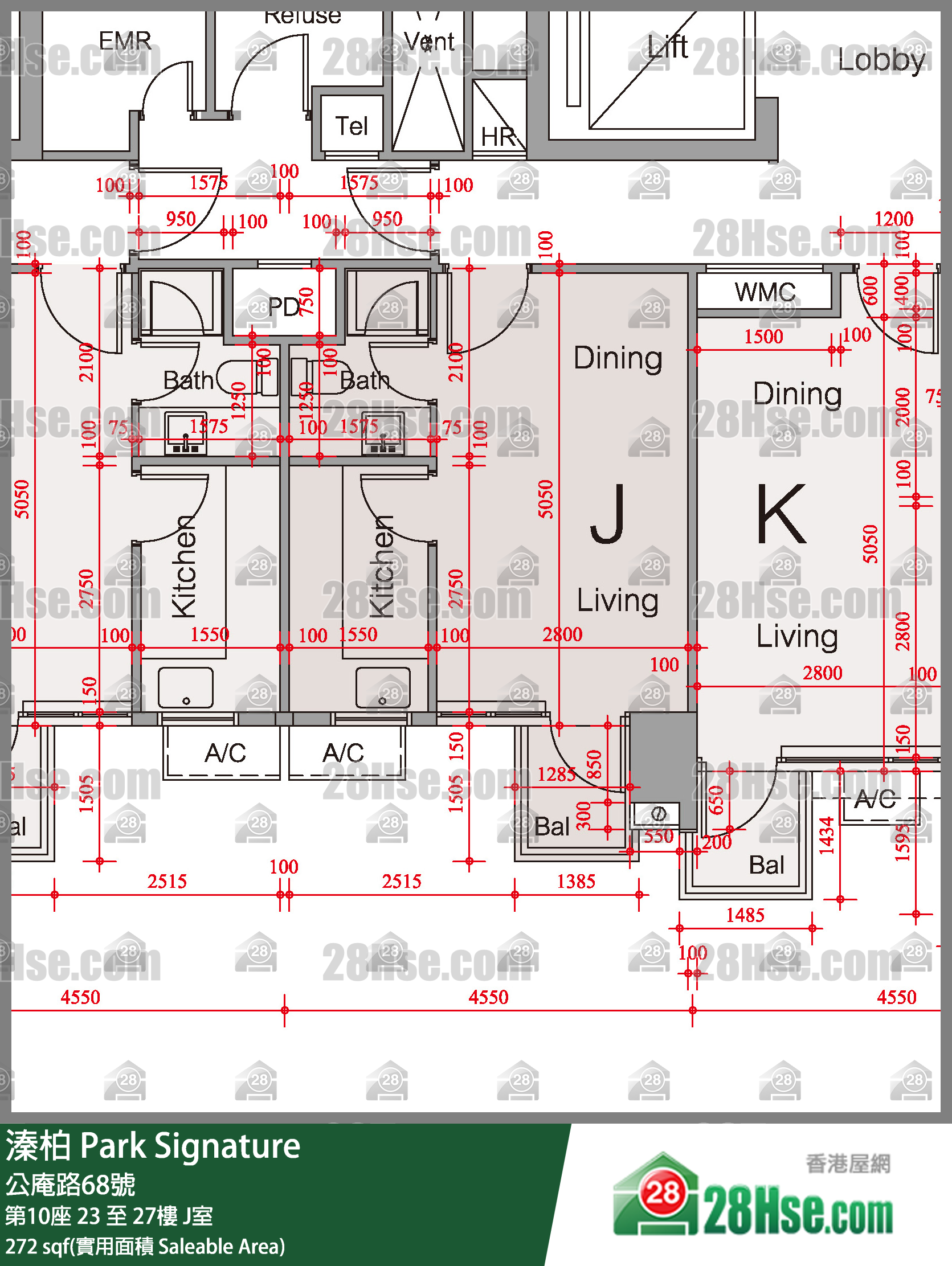 溱柏 第10座 27樓 J室 平面圖