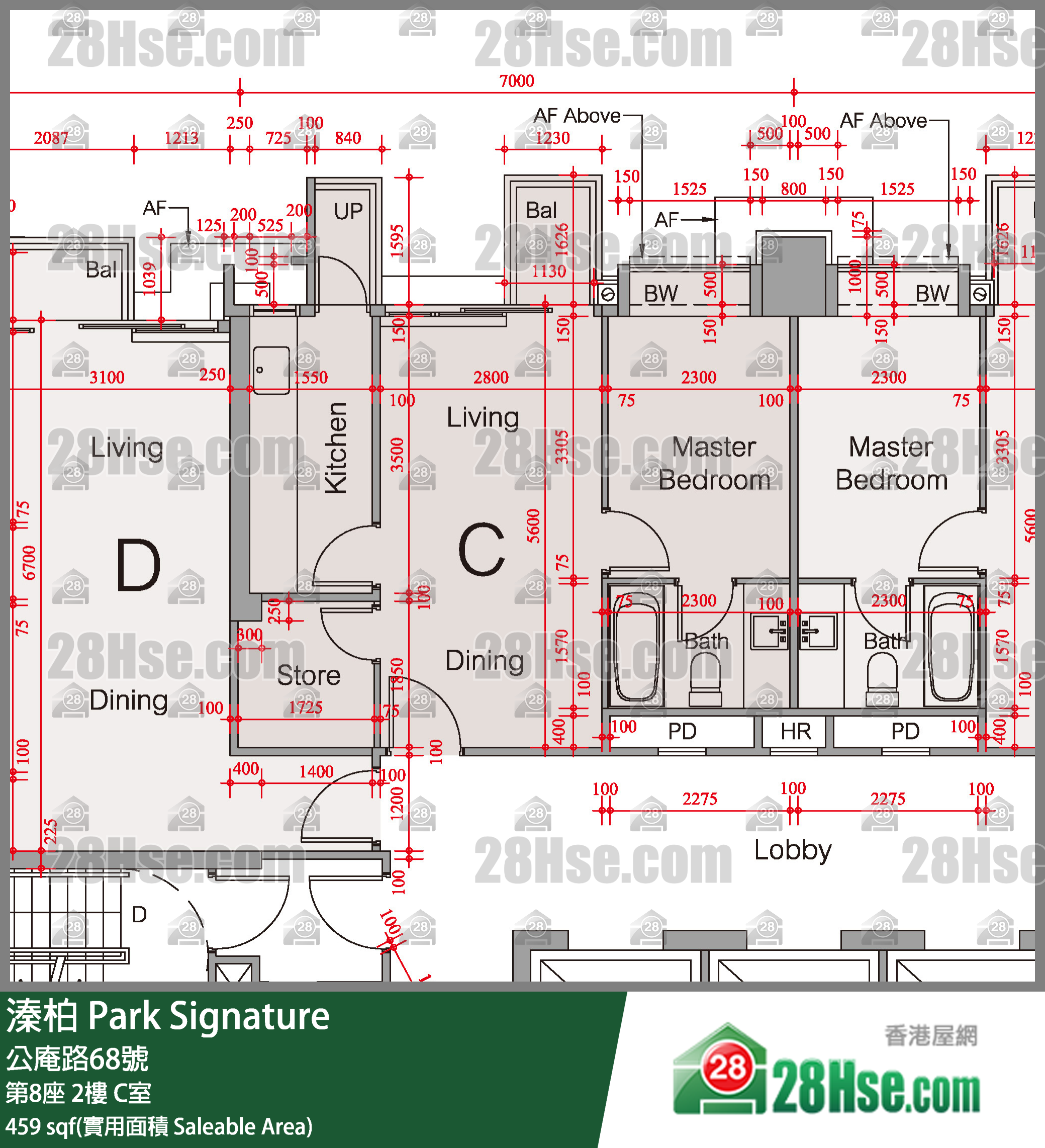 溱柏 第8座2樓 C室 平面圖