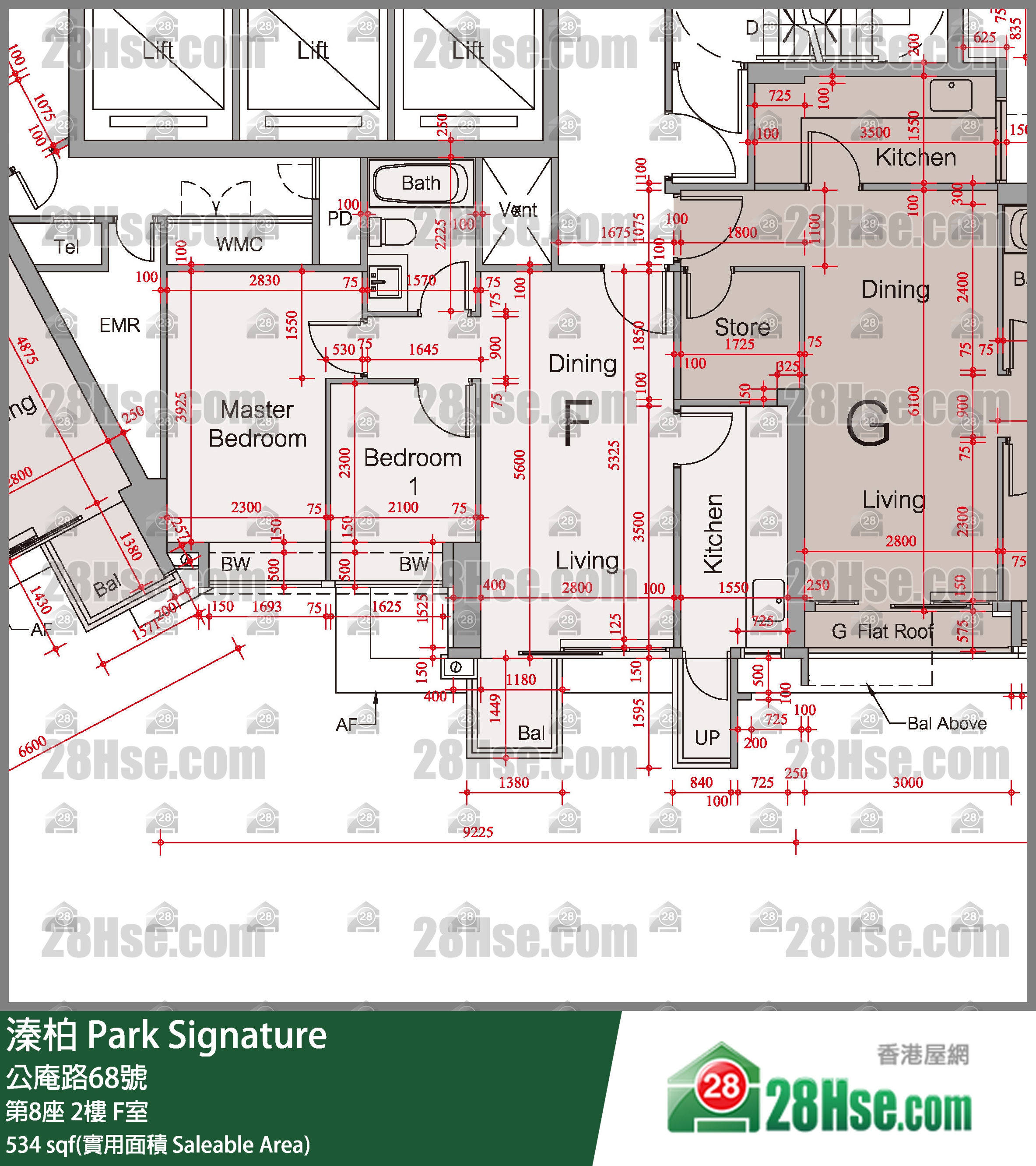 溱柏 第8座 2樓 F室 平面圖