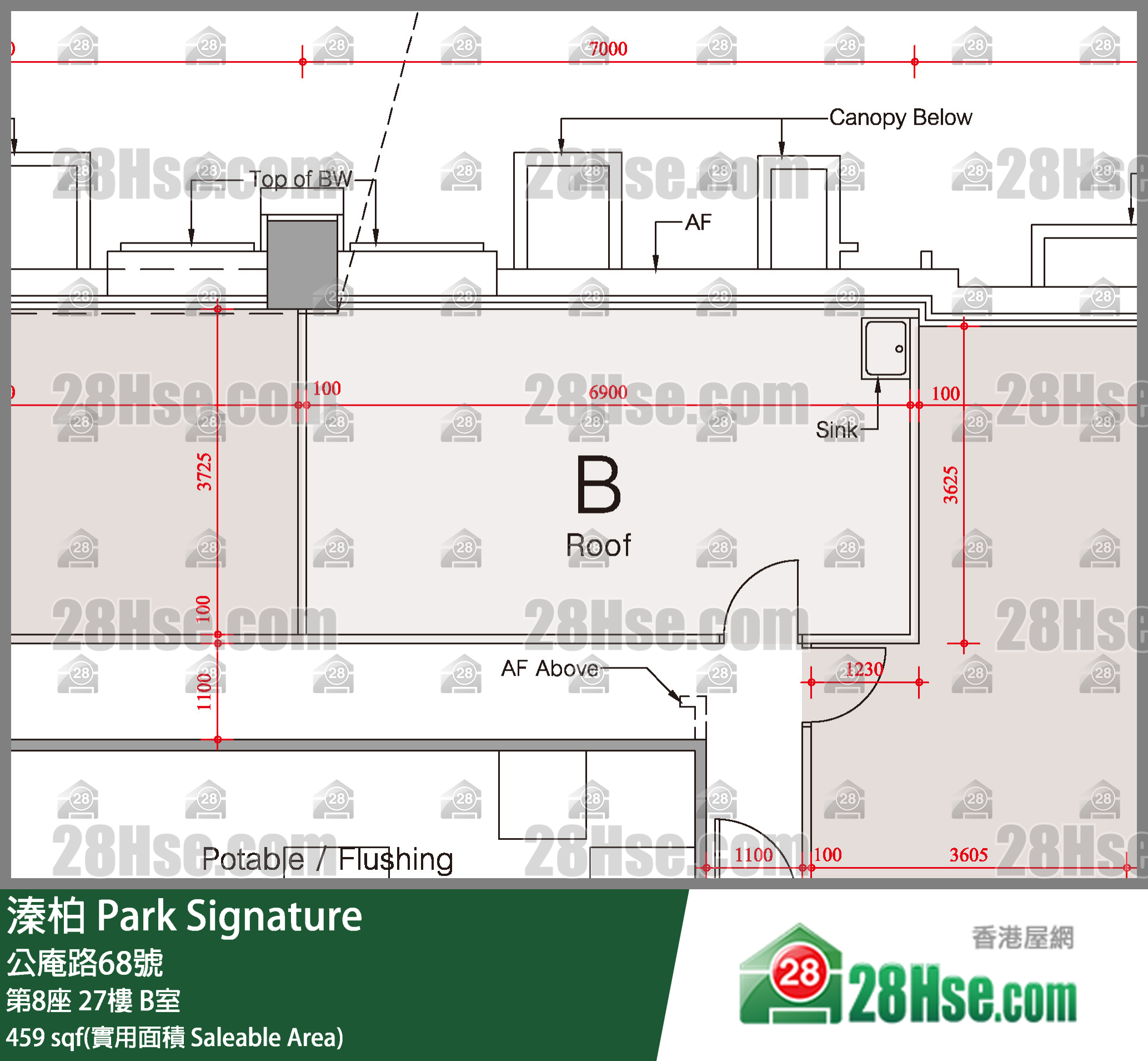 溱柏 第8座 27樓 B室 平面圖