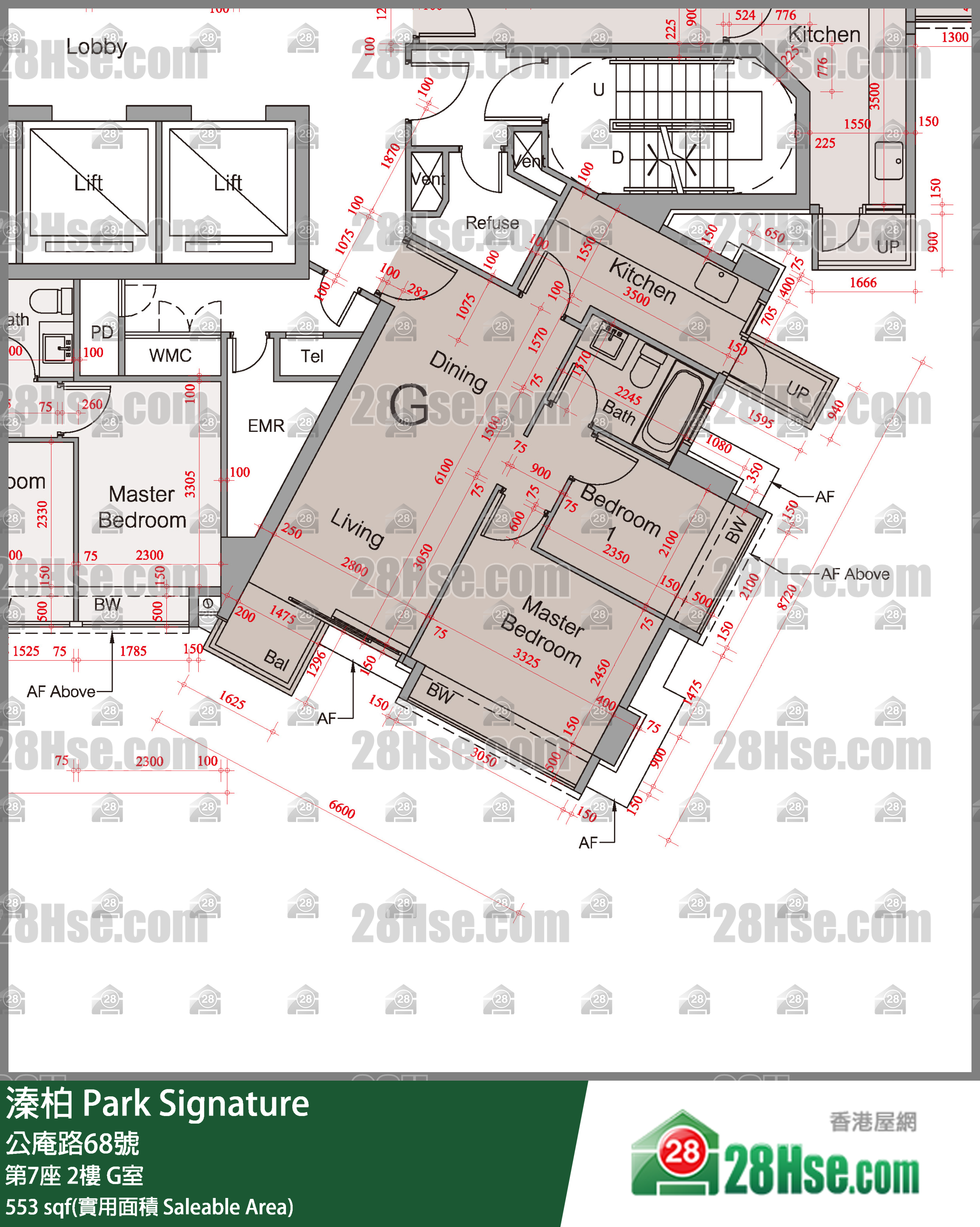 溱柏 第7座2樓 G室 平面圖