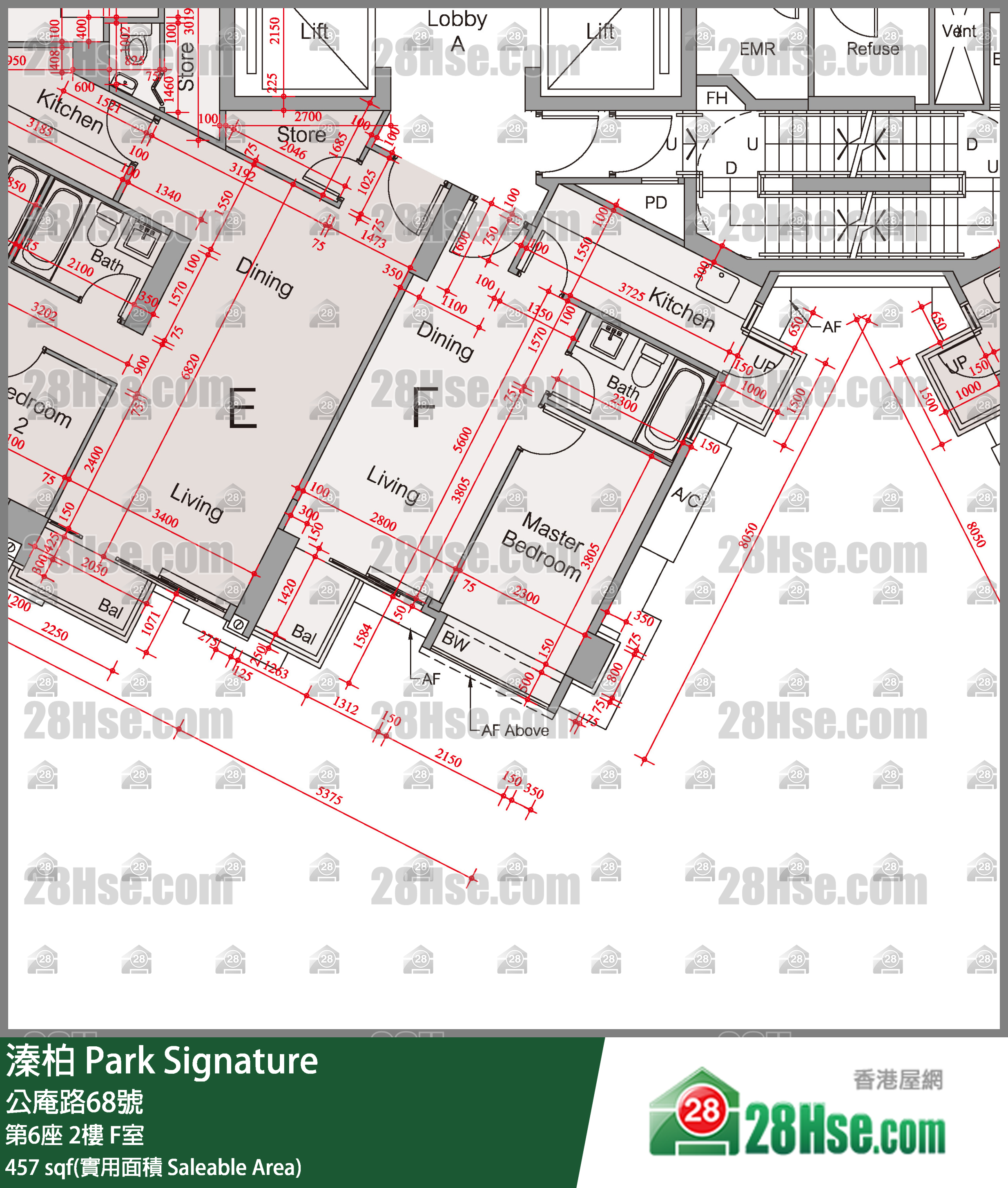 溱柏 第6座 2樓 F室 平面圖