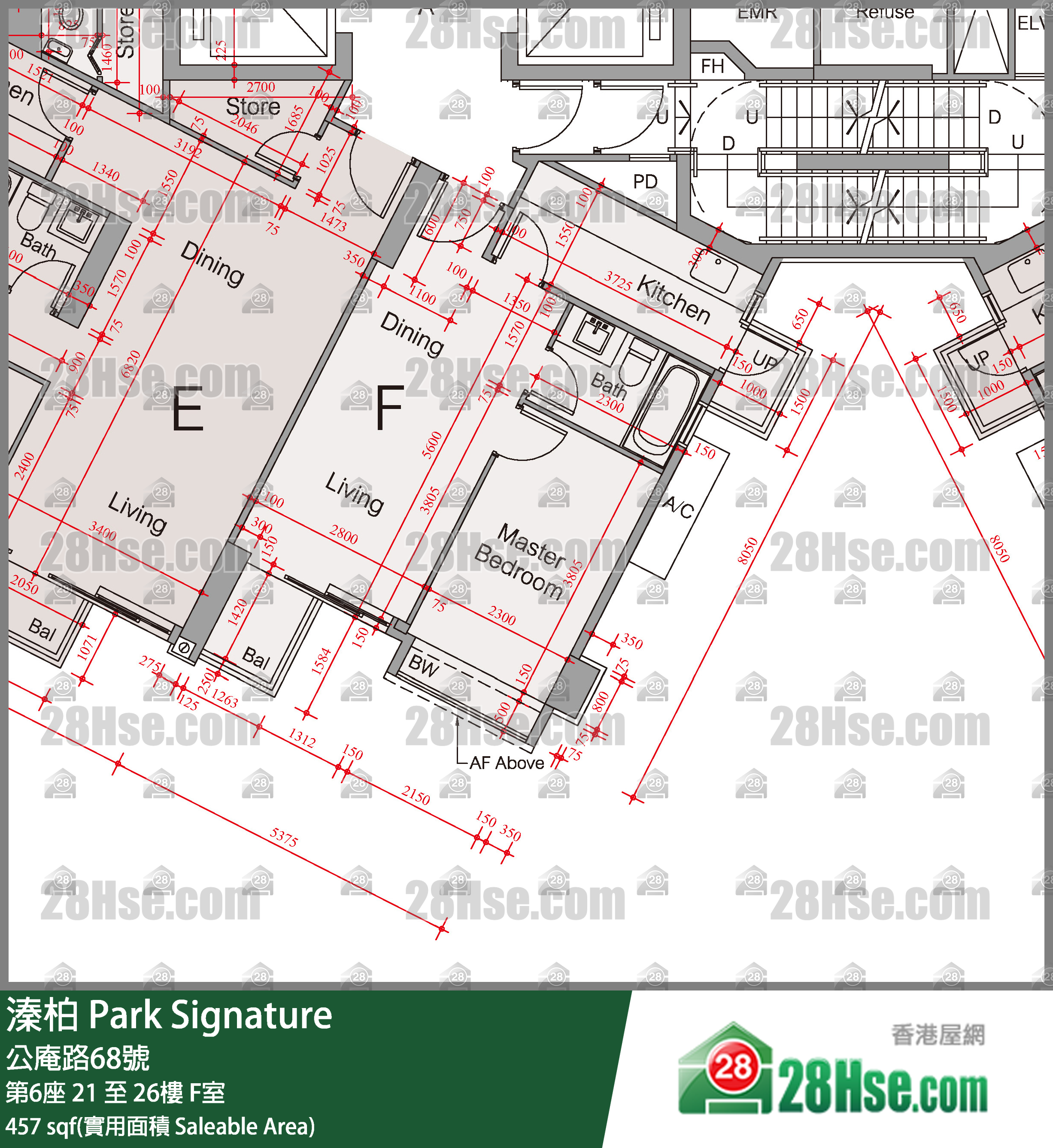 溱柏 第6座 26樓 F室 平面圖