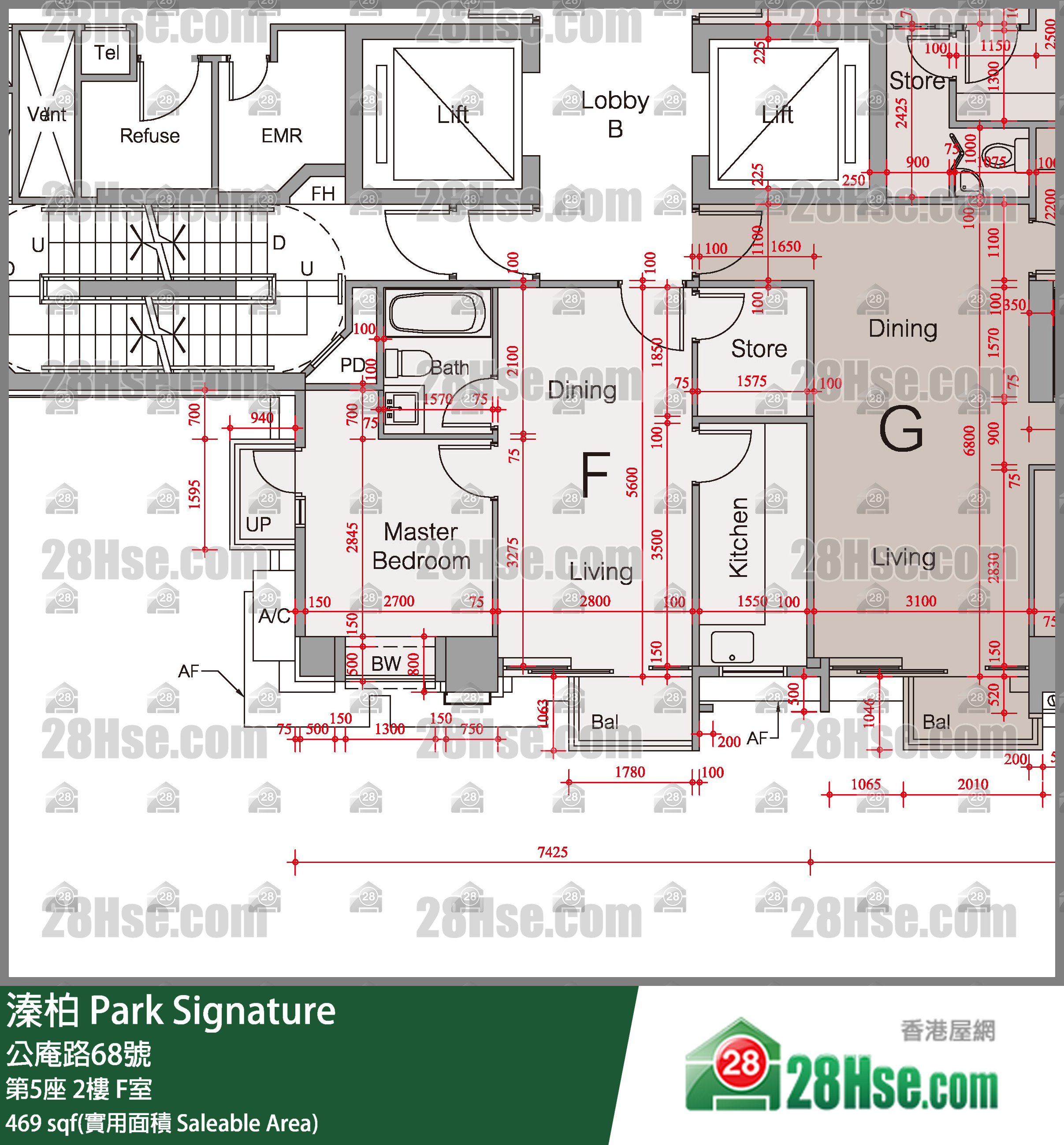 溱柏 第5座 2樓 F室 平面圖