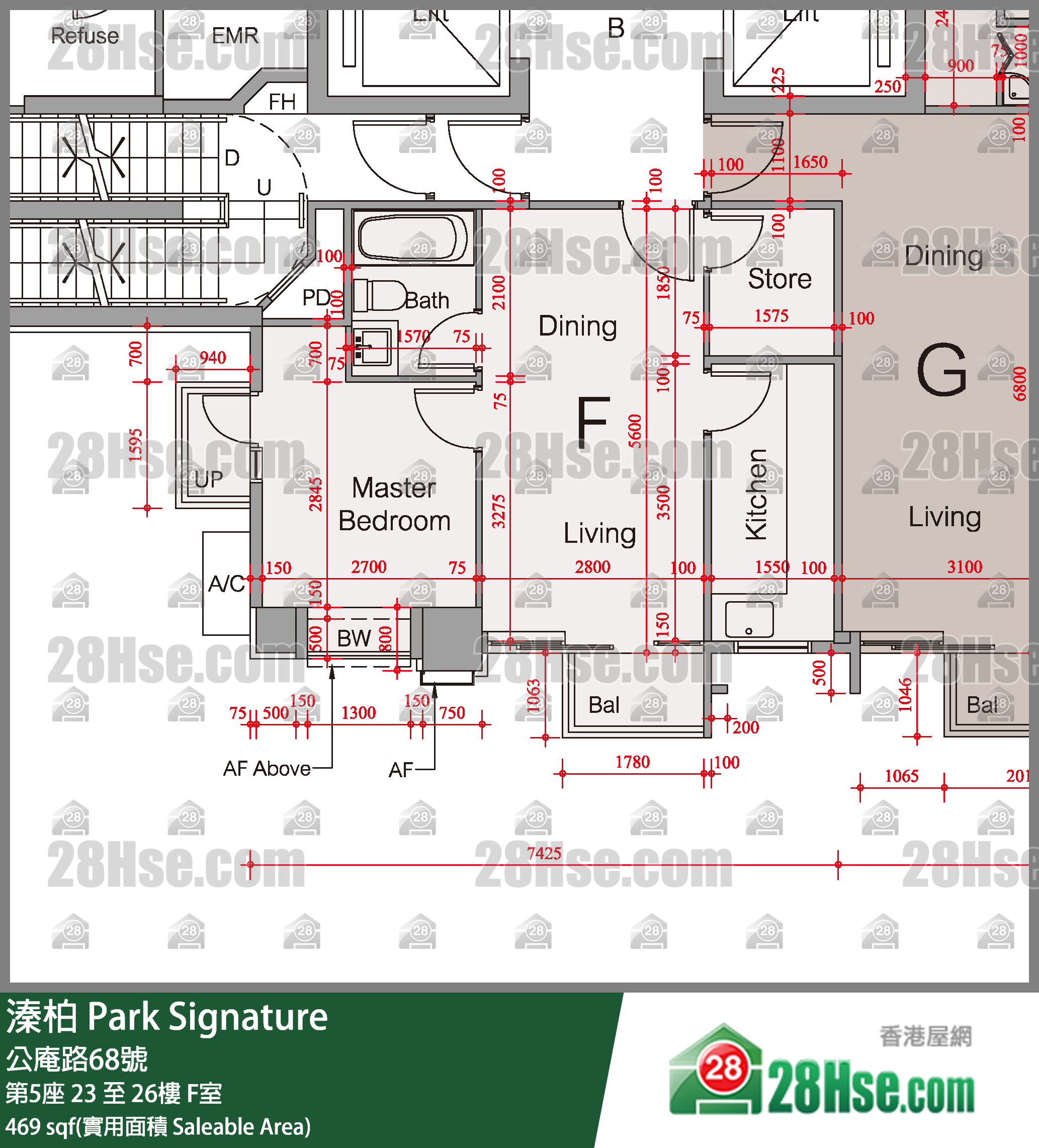 溱柏 第5座26樓 F室 平面圖