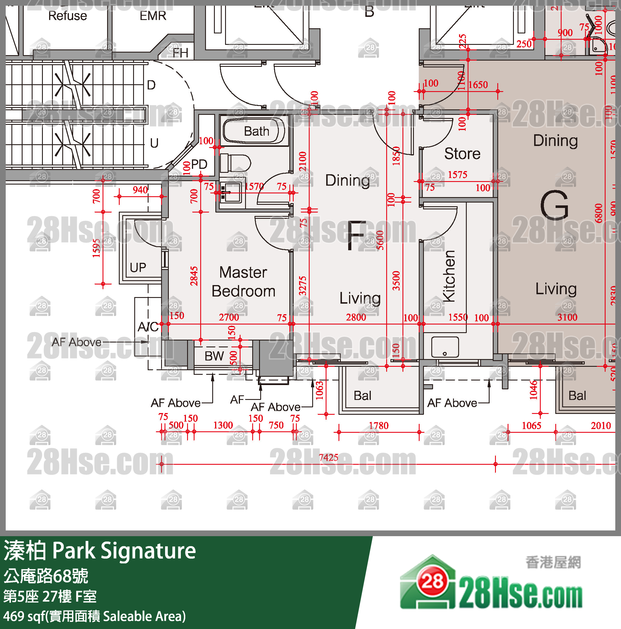 溱柏 第5座27樓 F室 平面圖