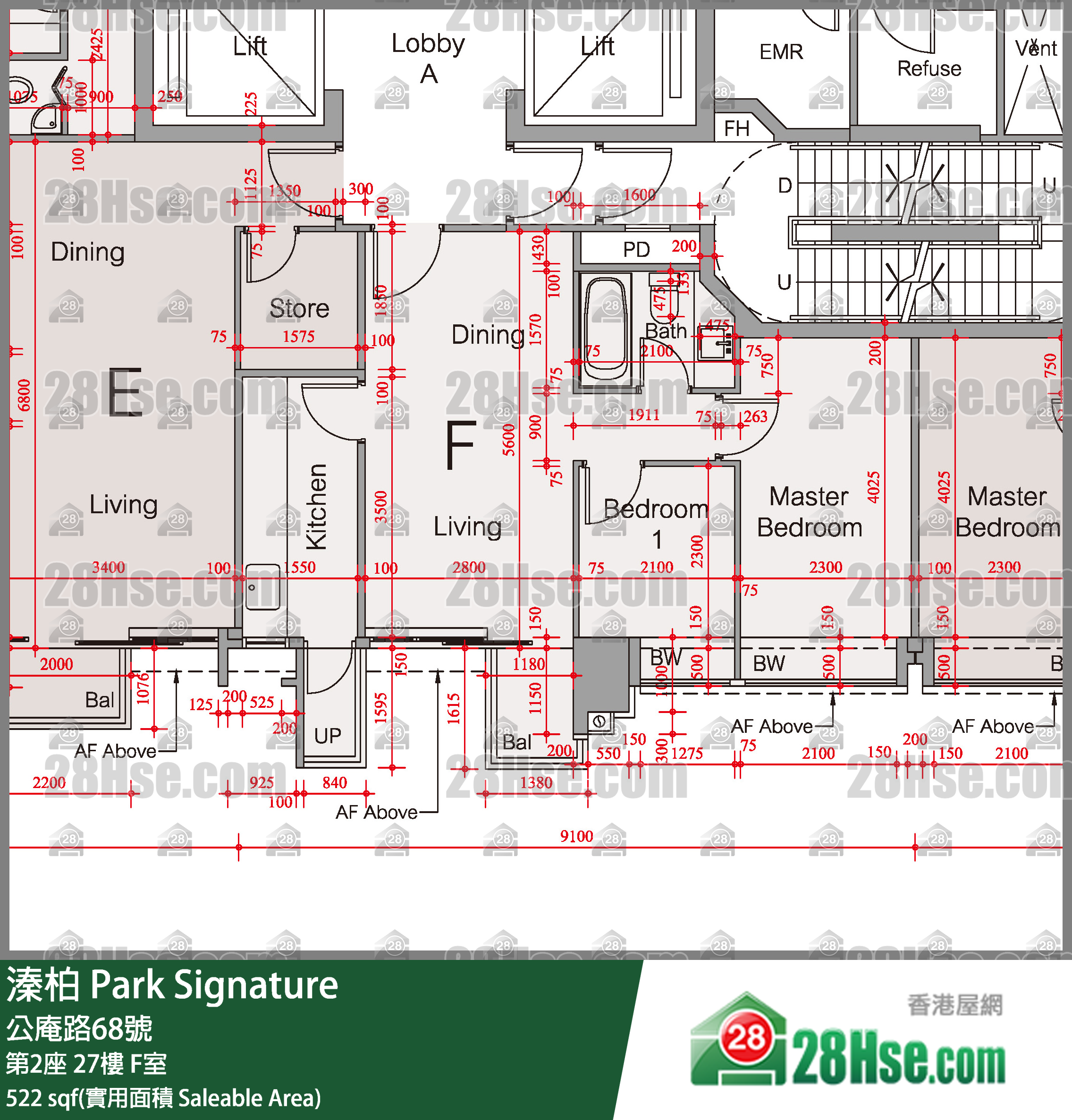 溱柏 第2座27樓 F室 平面圖