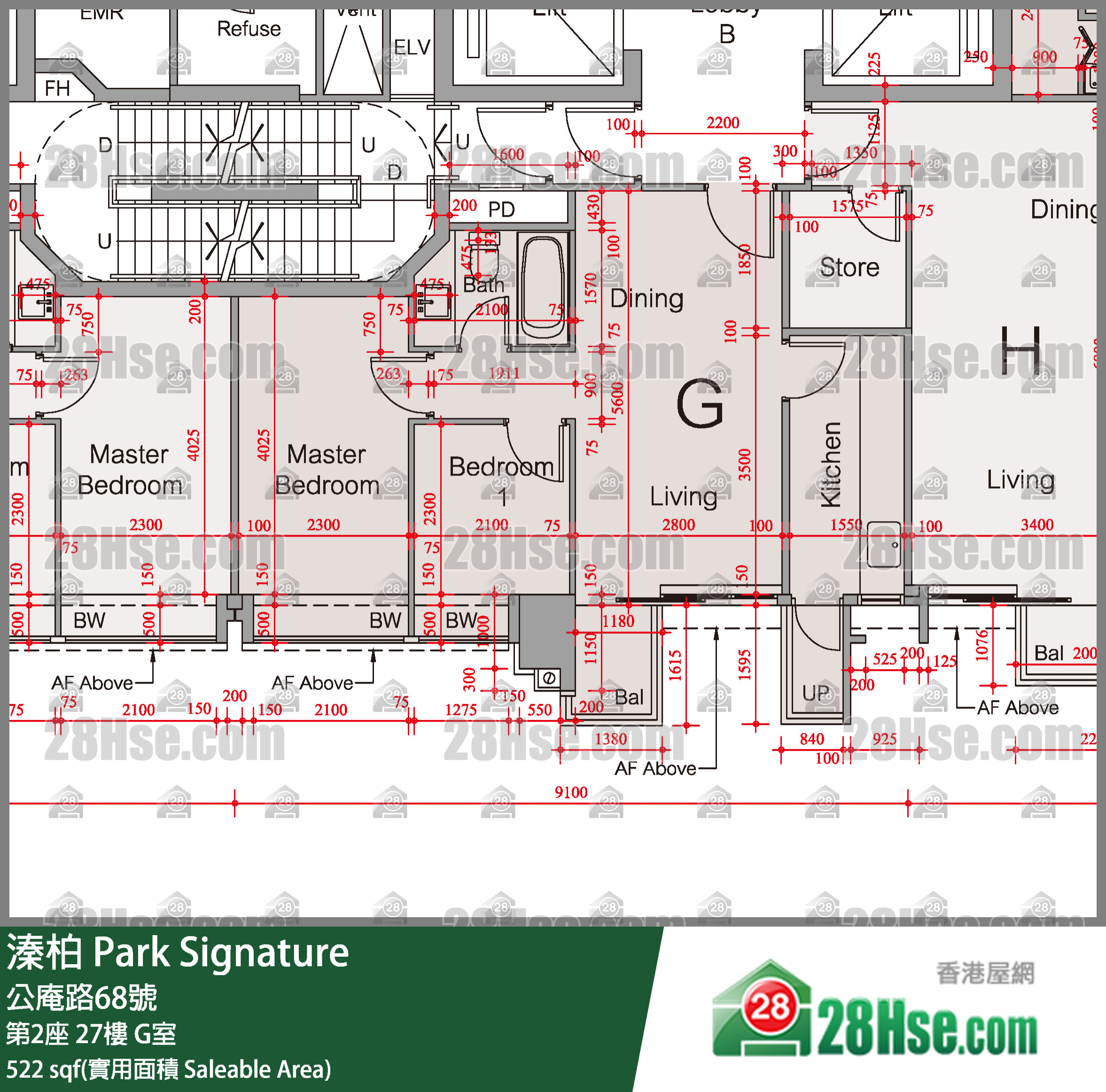 溱柏 第2座27楼 G室 平面图