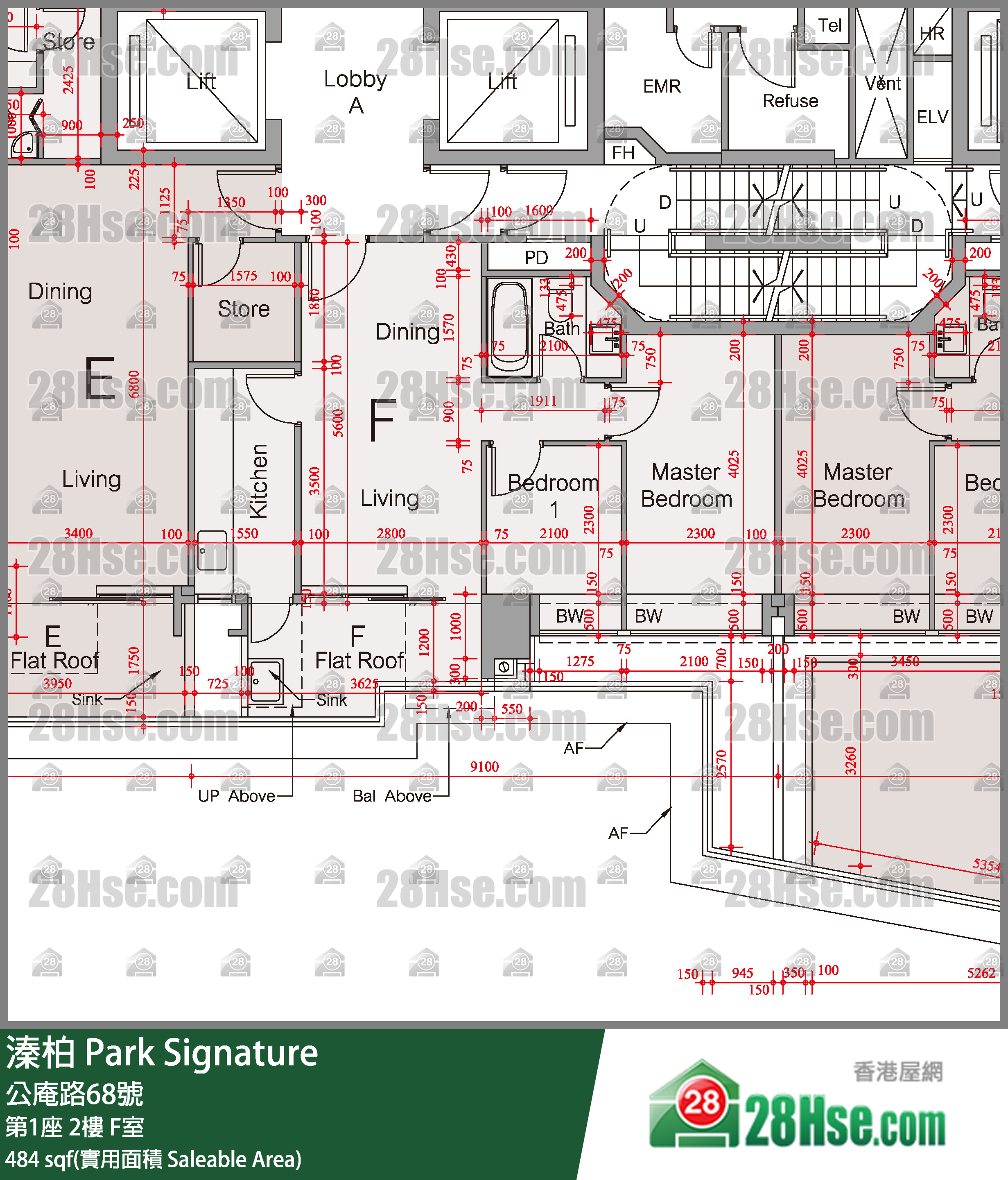 溱柏 第1座2樓 F室 平面圖
