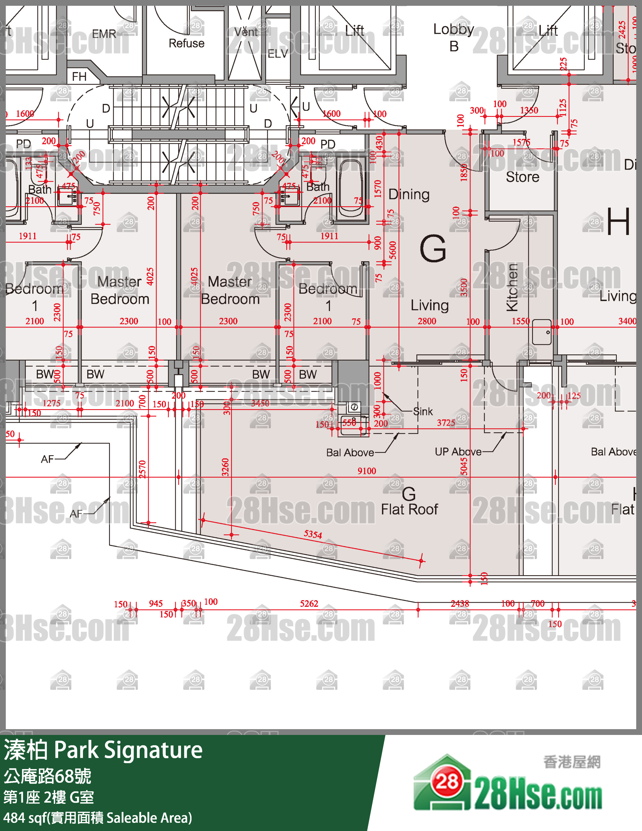溱柏 第1座 2樓 G室 平面圖