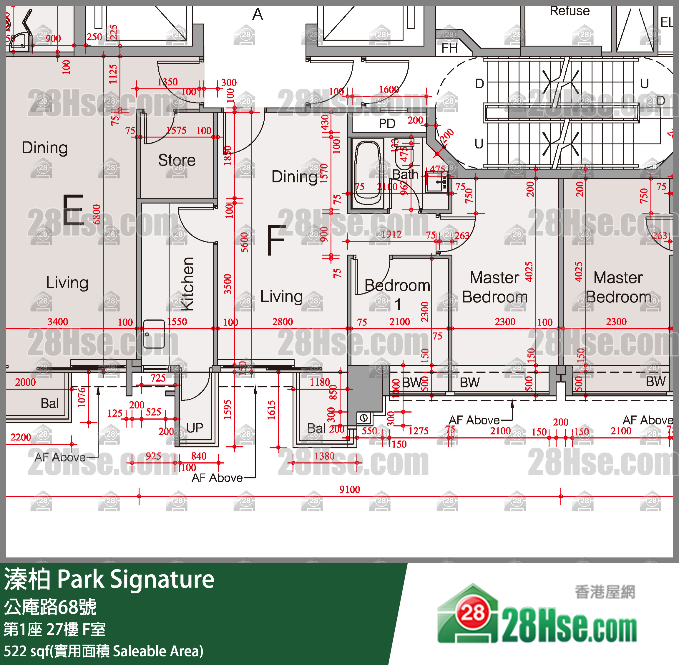 溱柏 第1座27樓 F室 平面圖