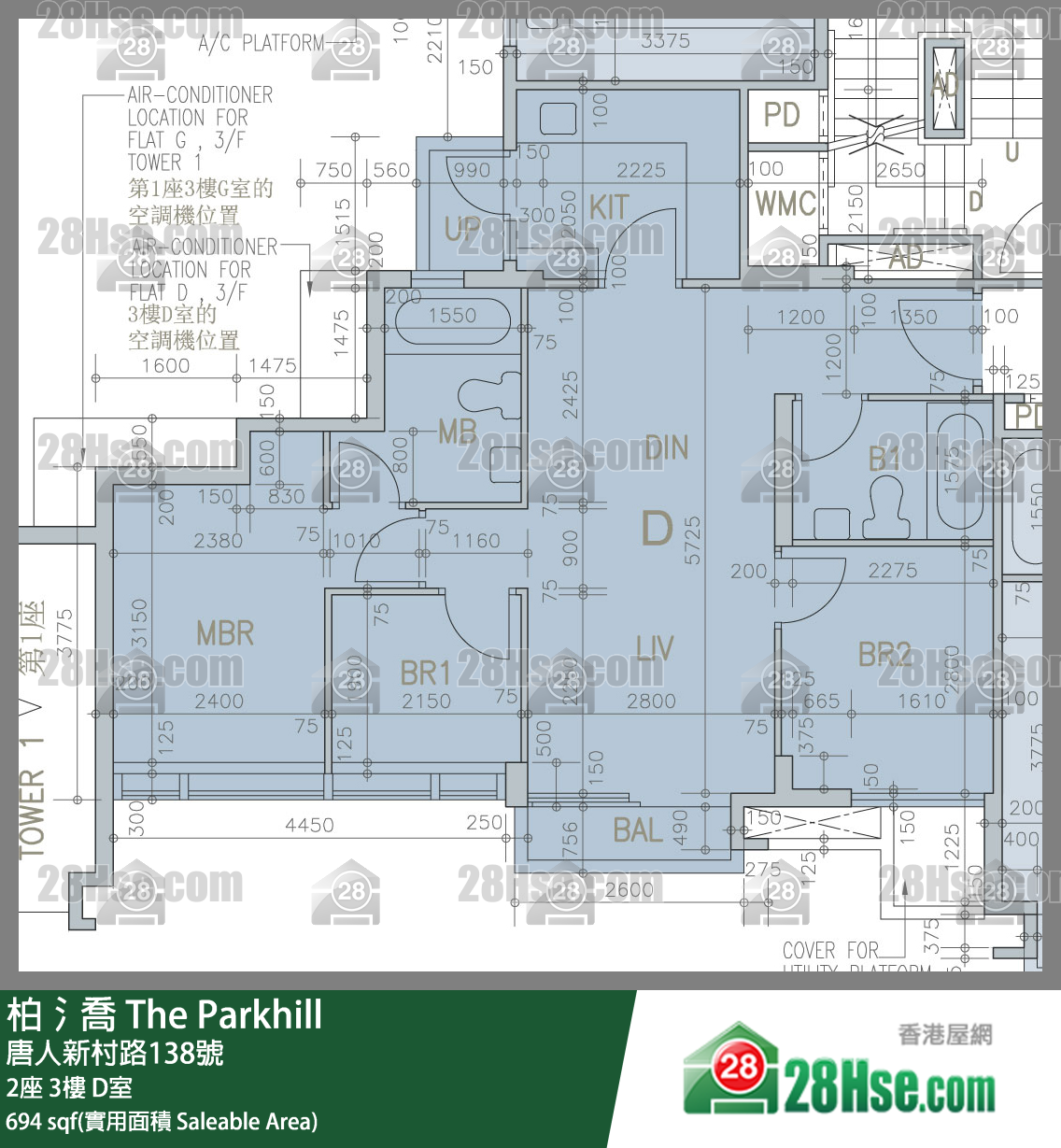 柏𣾷 2座3樓 D室 平面圖