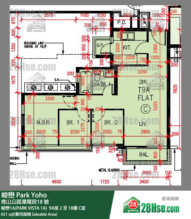 峻巒 峻巒1A(PARK VISTA 1A) 9A座2樓 C室 平面圖