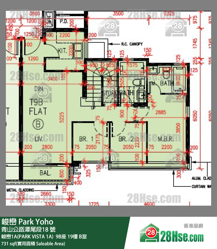 峻巒 峻巒1A(PARK VISTA 1A) 9B座19樓 B室 平面圖