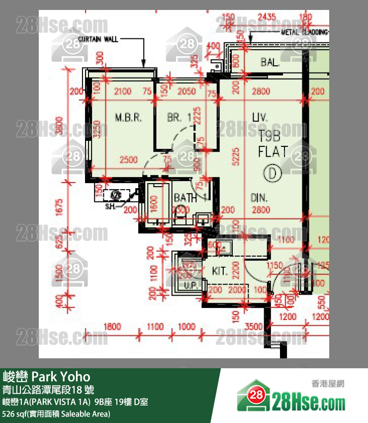 峻峦 峻峦1A(PARK VISTA 1A) 9B座19楼 D室 平面图