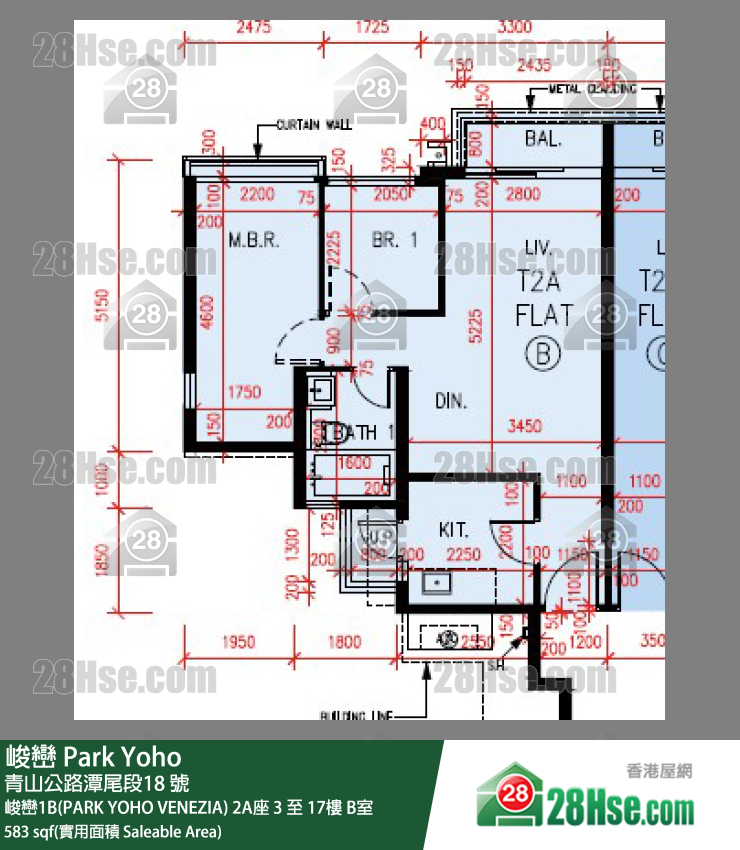 峻巒 峻巒1B(PARK YOHO VENEZIA) 2A座 7樓 B室 平面圖