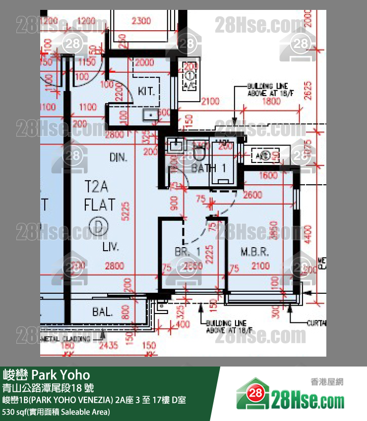 峻巒 峻巒1B(PARK YOHO VENEZIA)2A座17樓 D室 平面圖