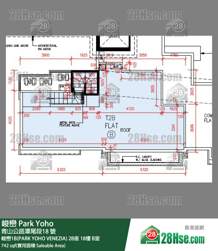 峻巒 峻巒1B(PARK YOHO VENEZIA)2B座18樓 B室 平面圖