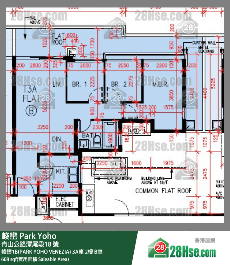 峻巒 峻巒1B(PARK YOHO VENEZIA)3A座2樓 B室 平面圖